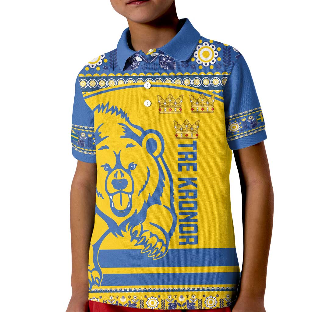 Custom Sweden Ice Hockey Kid Polo Shirt 2025 Go Champions Tre Kronor