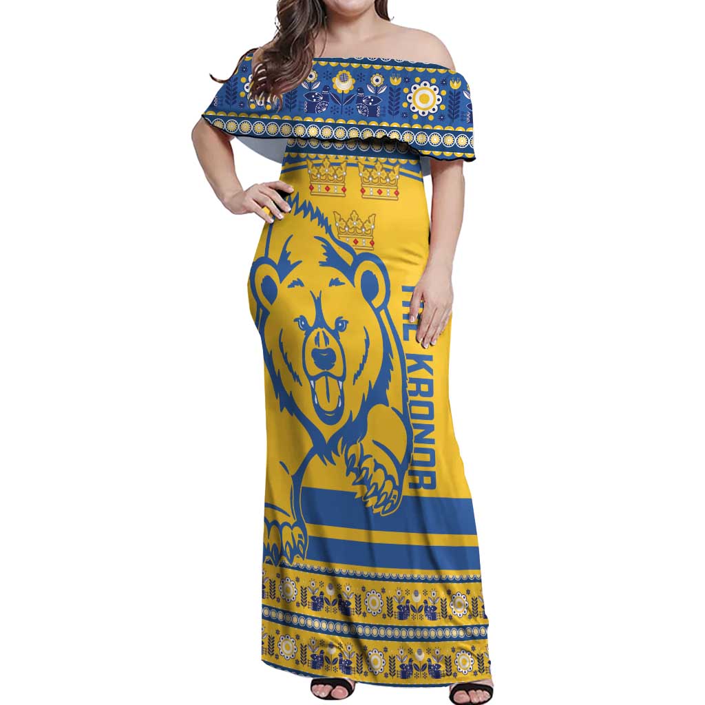 Custom Sweden Ice Hockey Off Shoulder Maxi Dress 2025 Go Champions Tre Kronor