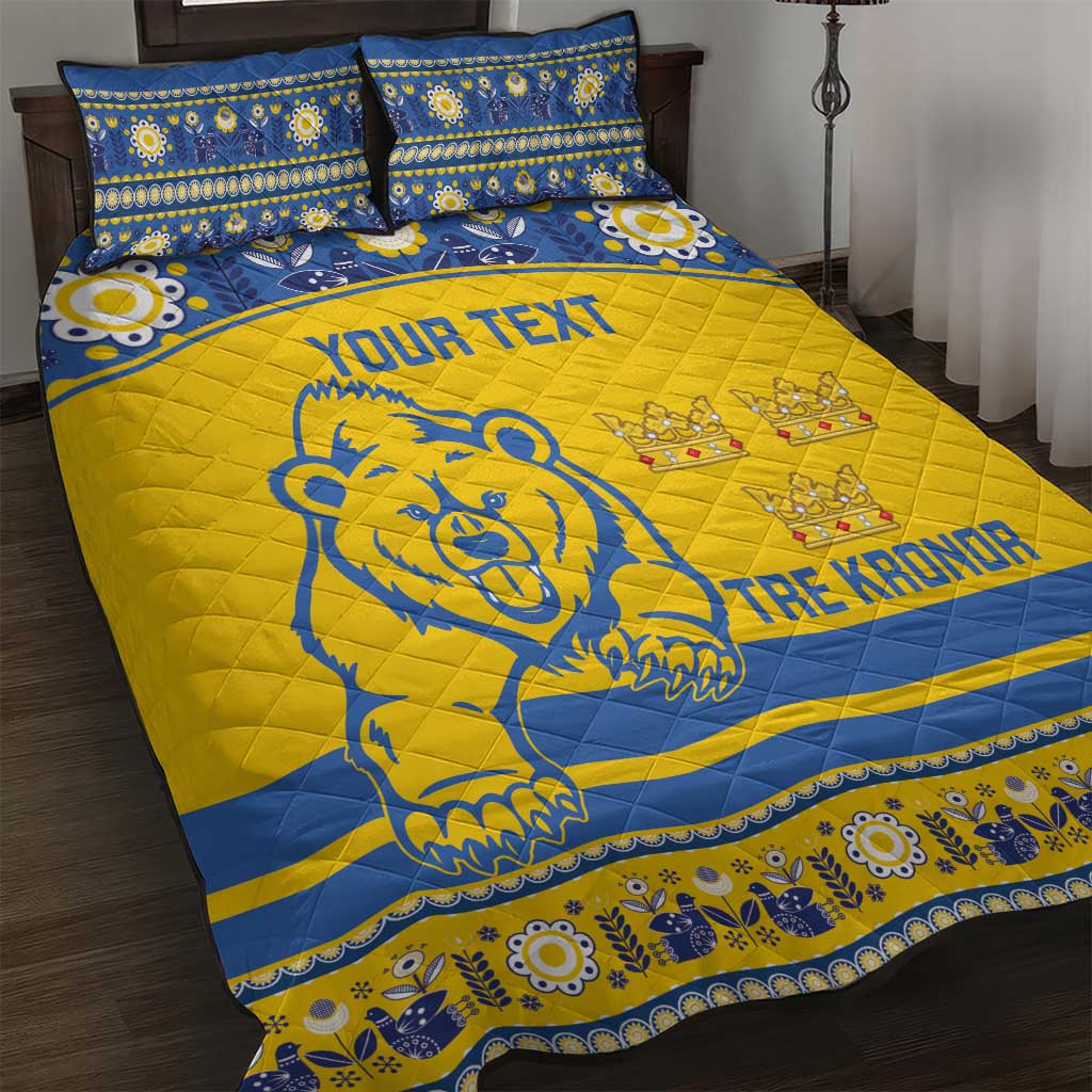 Custom Sweden Ice Hockey Quilt Bed Set 2025 Go Champions Tre Kronor