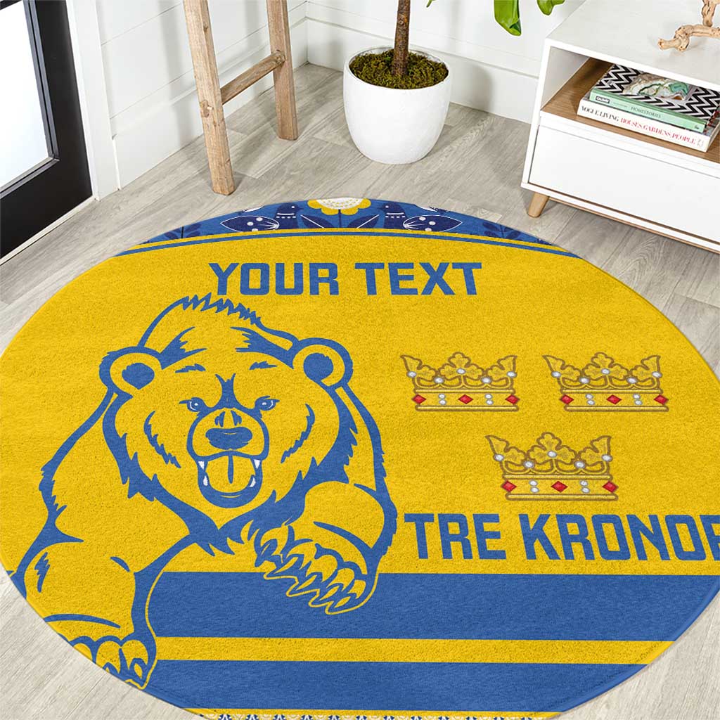 Custom Sweden Ice Hockey Round Carpet 2025 Go Champions Tre Kronor