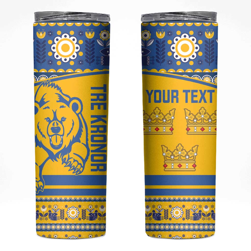 Custom Sweden Ice Hockey Skinny Tumbler 2025 Go Champions Tre Kronor