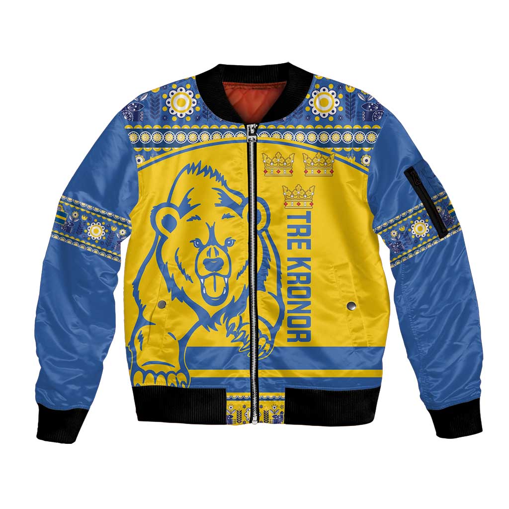 Custom Sweden Ice Hockey Sleeve Zip Bomber Jacket 2025 Go Champions Tre Kronor