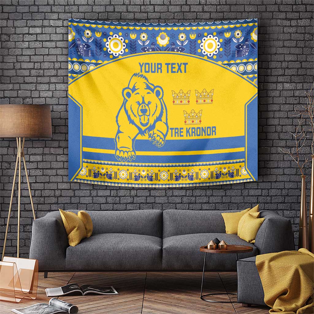 Custom Sweden Ice Hockey Tapestry 2025 Go Champions Tre Kronor