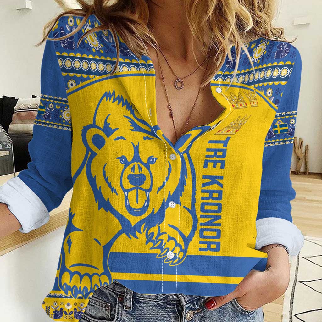 Custom Sweden Ice Hockey Women Casual Shirt 2025 Go Champions Tre Kronor