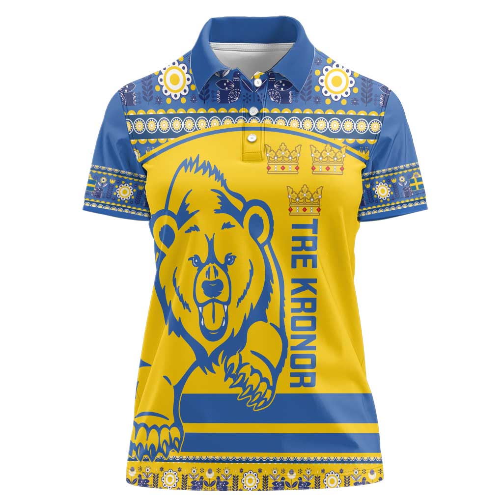 Custom Sweden Ice Hockey Women Polo Shirt 2025 Go Champions Tre Kronor