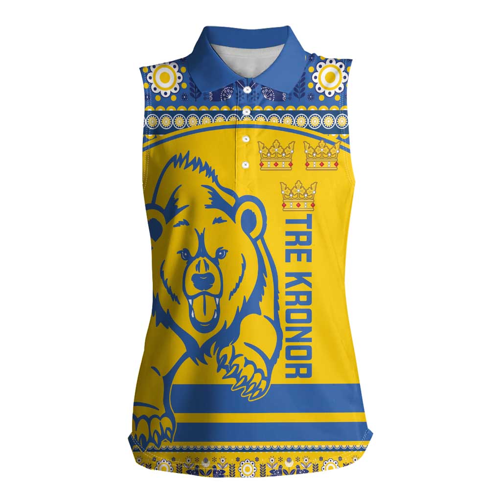 Custom Sweden Ice Hockey Women Sleeveless Polo Shirt 2025 Go Champions Tre Kronor