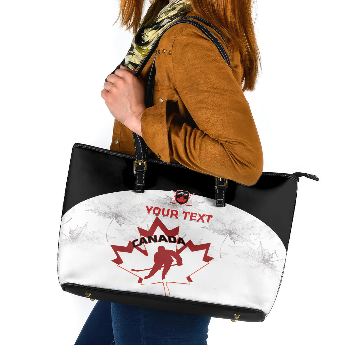 Custom Canada Hockey Leather Tote Bag 2024 Go Maple Leaf - Wonder Print Shop