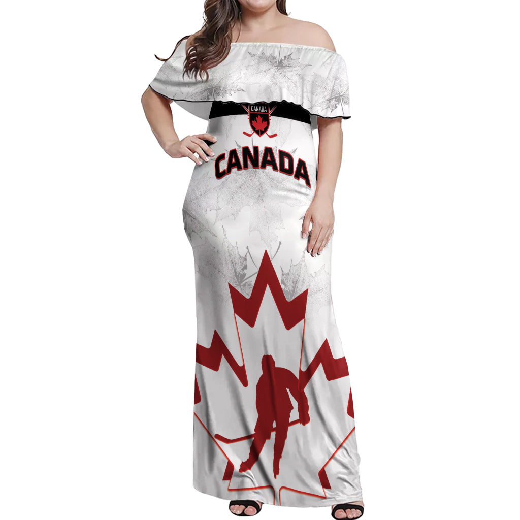 Custom Canada Hockey Off Shoulder Maxi Dress 2024 Go Maple Leaf - Wonder Print Shop