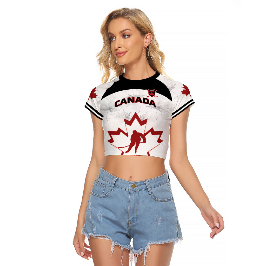 Custom Canada Hockey Raglan Cropped T Shirt 2024 Go Maple Leaf