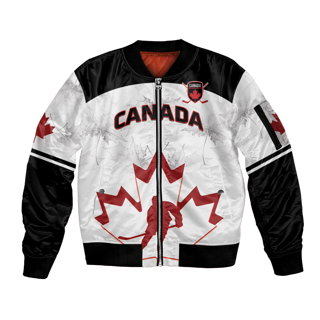 Custom Canada Hockey Sleeve Zip Bomber Jacket 2024 Go Maple Leaf