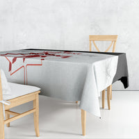 Custom Canada hockey tablecloth, white with red player and maple leaf graphic