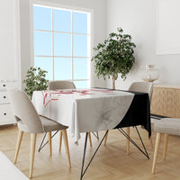Custom Canada hockey tablecloth, white with red Canada hockey print and black side panel