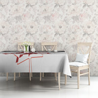 Custom Canada hockey tablecloth, white with red Canada hockey logo displayed on table