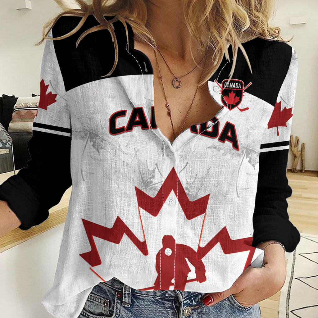 Custom Canada Hockey Women Casual Shirt 2024 Go Maple Leaf