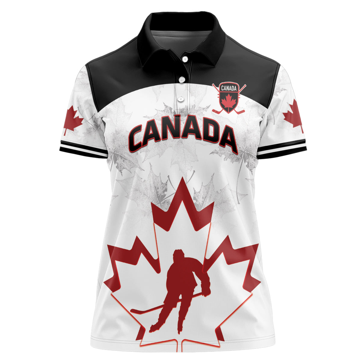 Custom Canada Hockey Women Polo Shirt 2024 Go Maple Leaf