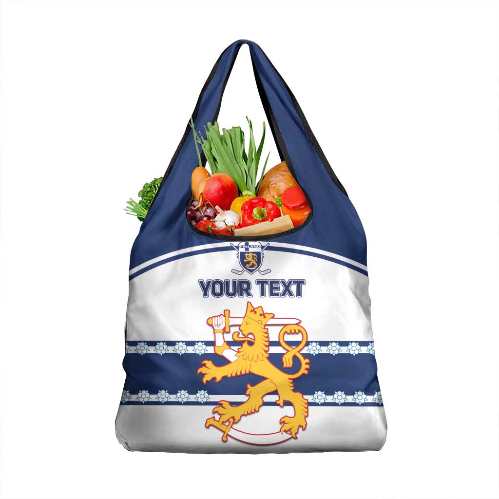 Custom Finland Hockey Grocery Bag Go Suomi