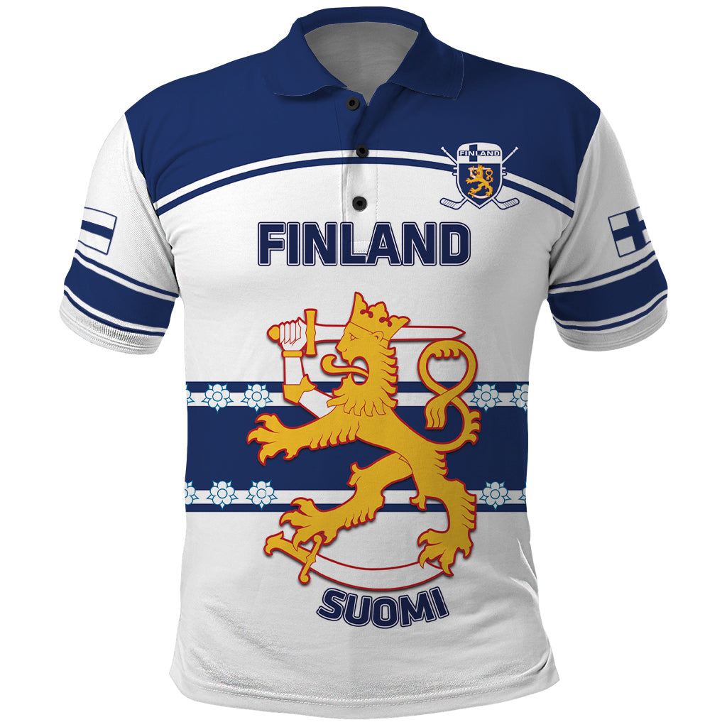 Custom Finland Hockey Polo Shirt 2024 Go Suomi