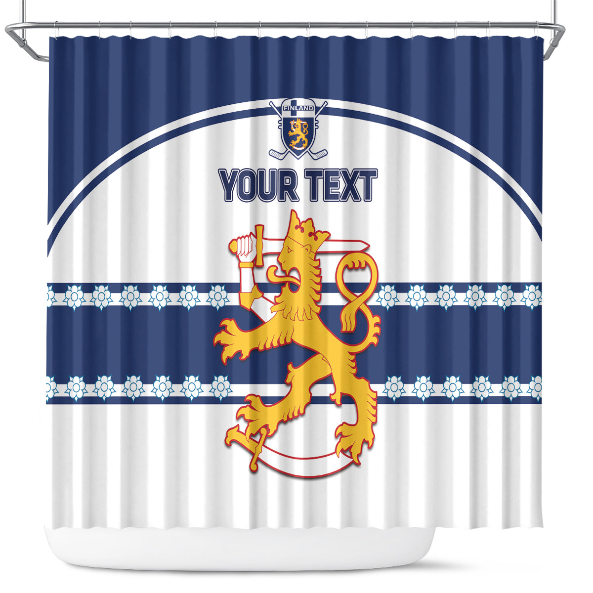 Custom Finland Hockey Shower Curtain 2024 Go Suomi