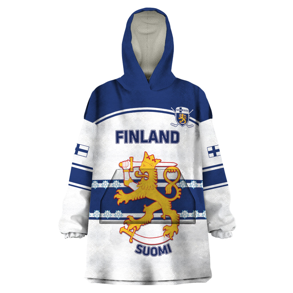 Custom Finland Hockey Wearable Blanket Hoodie 2024 Go Suomi