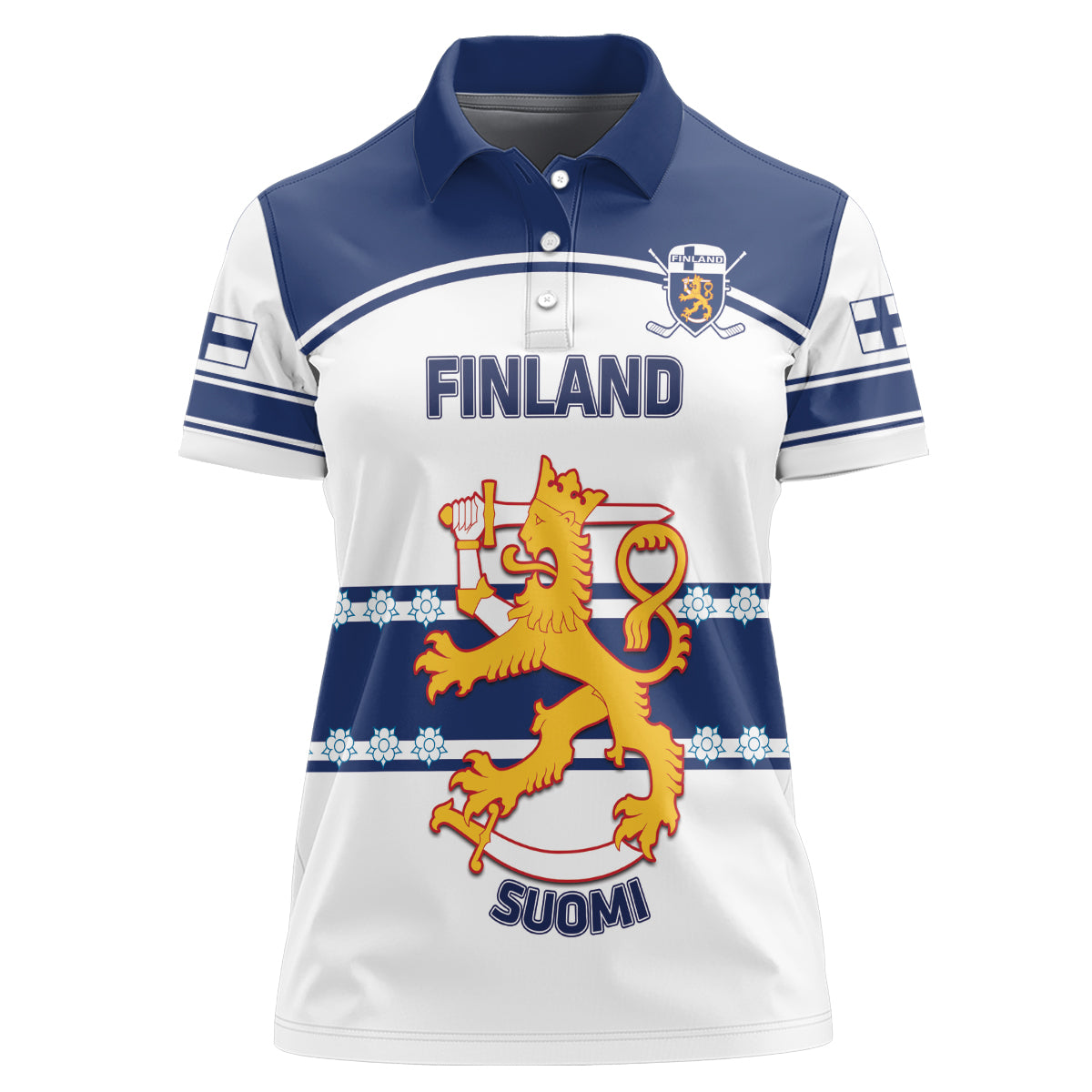 Custom Finland Hockey Women Polo Shirt 2024 Go Suomi