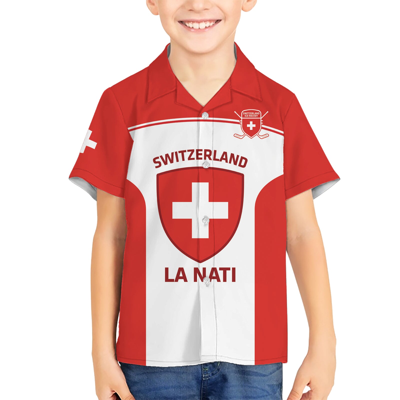 Custom Switzerland Hockey Kid Hawaiian Shirt 2024 Go La Nati - Wonder Print Shop