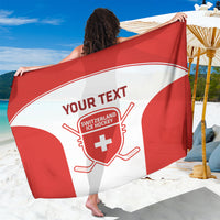 Red and white Switzerland ice hockey custom sarong with bold logo graphic