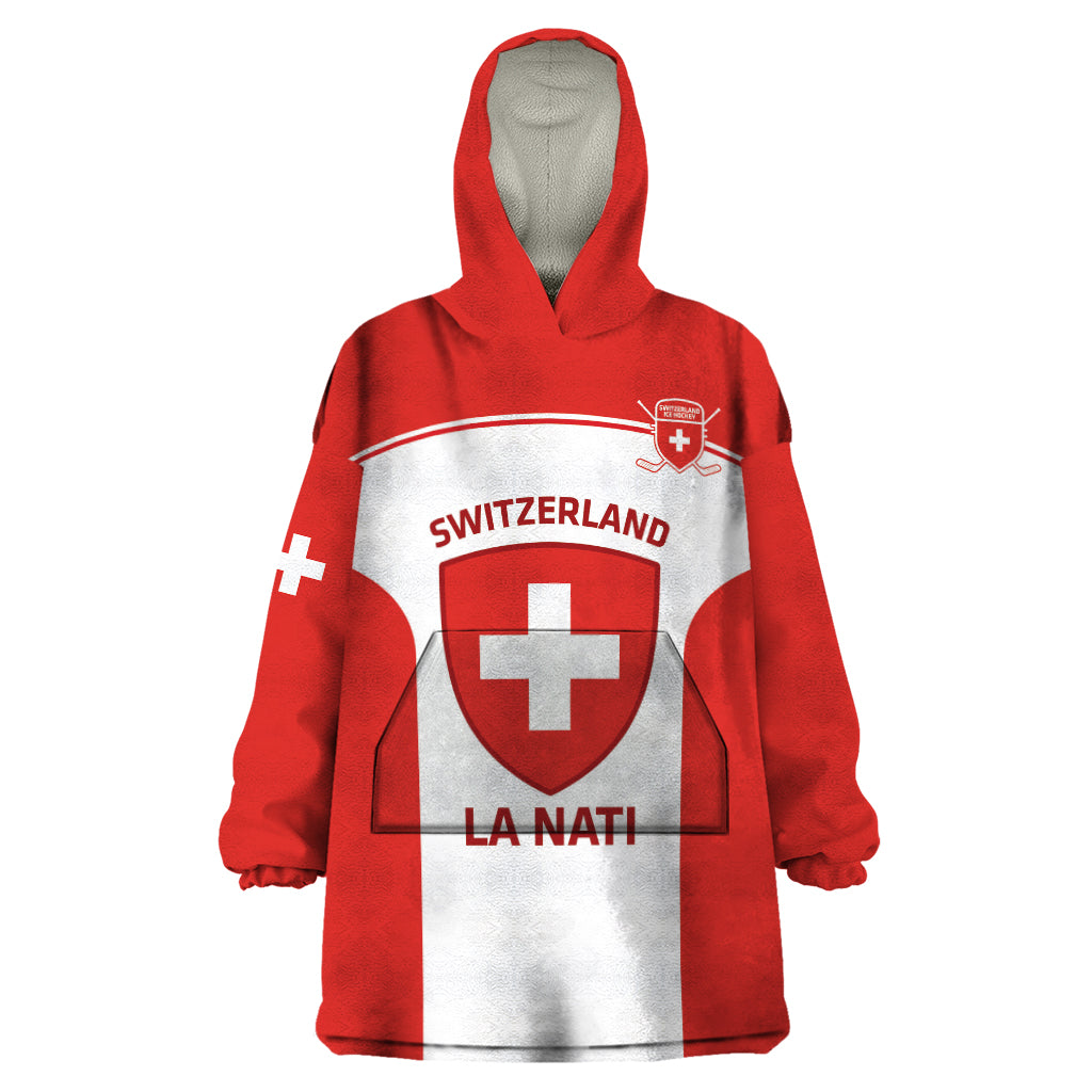 Custom Switzerland Hockey Wearable Blanket Hoodie 2024 Go La Nati