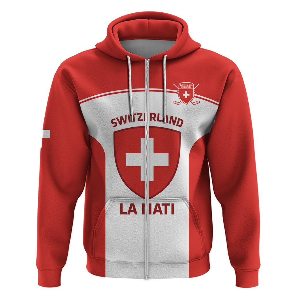 Custom Switzerland Hockey Zip Hoodie 2024 Go La Nati