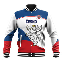 Czech Republic hockey baseball jacket with red, white, and blue graphic and crest