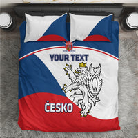 Hockey bedding set with red, white, and blue Czech flag design, lion crest, “YOUR TEXT”