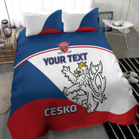 Hockey bedding set showing Czech lion crest and “YOUR TEXT” with red, white, blue colors