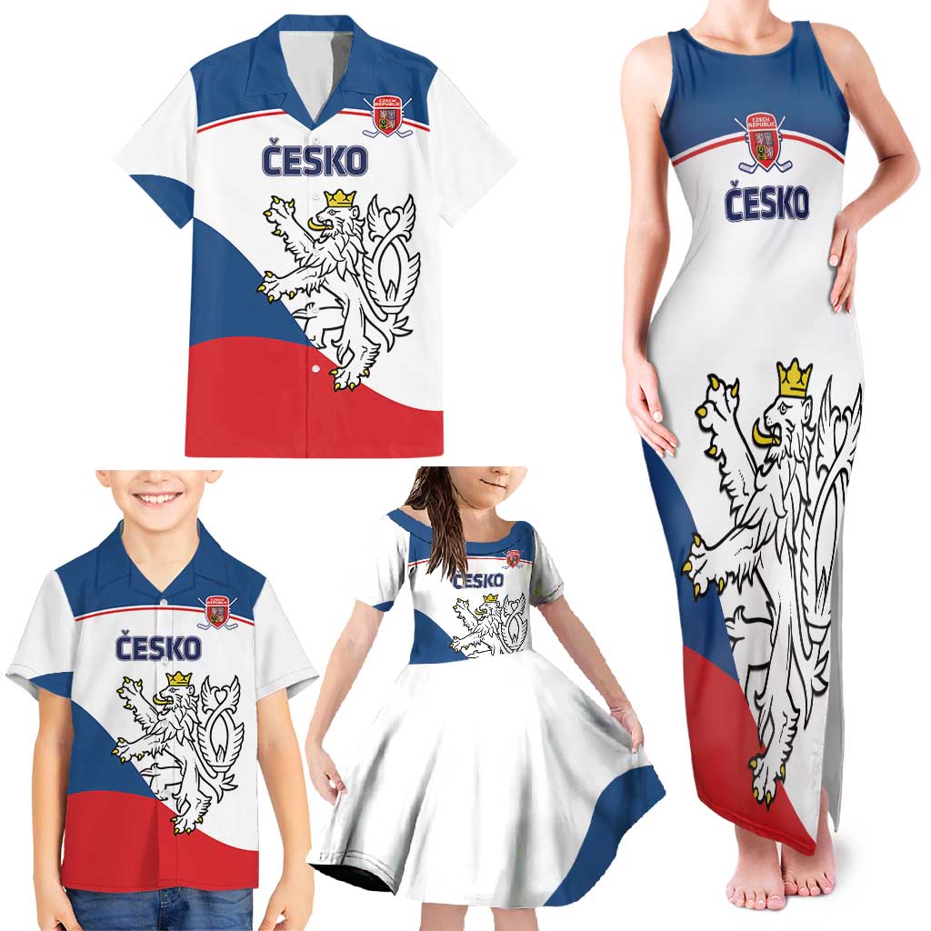 Custom Czech Republic Hockey Family Matching Tank Maxi Dress and Hawaiian Shirt 2024 Go Czechia - Wonder Print Shop