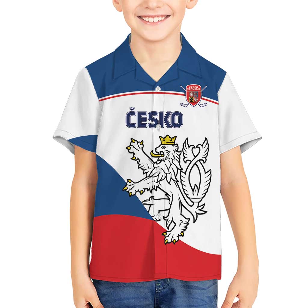 Custom Czech Republic Hockey Kid Hawaiian Shirt 2024 Go Czechia - Wonder Print Shop