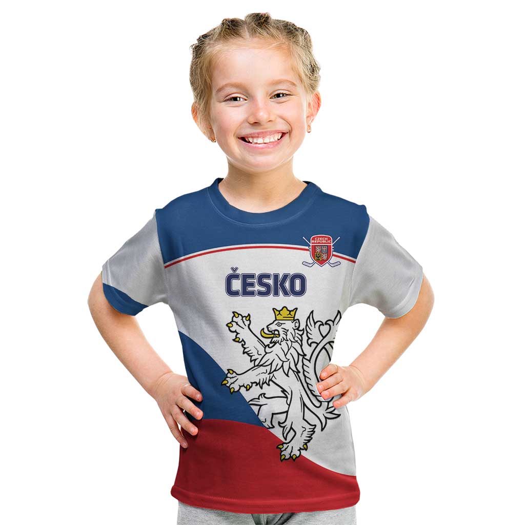 Custom Czech Republic Hockey Kid T Shirt 2024 Go Czechia - Wonder Print Shop