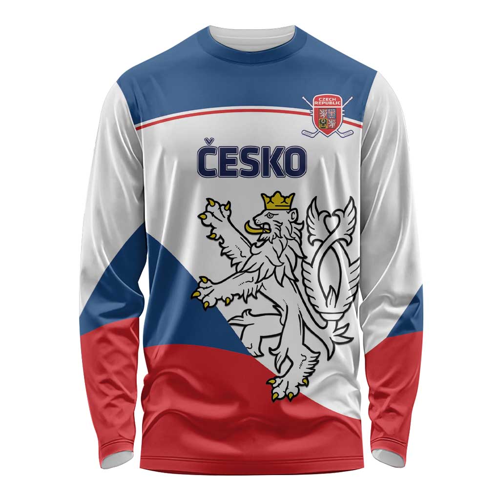 Custom Czech Republic Hockey Long Sleeve Shirt 2024 Go Czechia - Wonder Print Shop