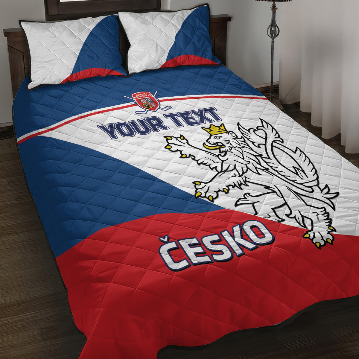 Custom Czech Republic Hockey Quilt Bed Set 2024 Go Czechia