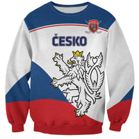 Unisex Czech Republic hockey sweatshirt with Czech lion graphic in red, white, and blue