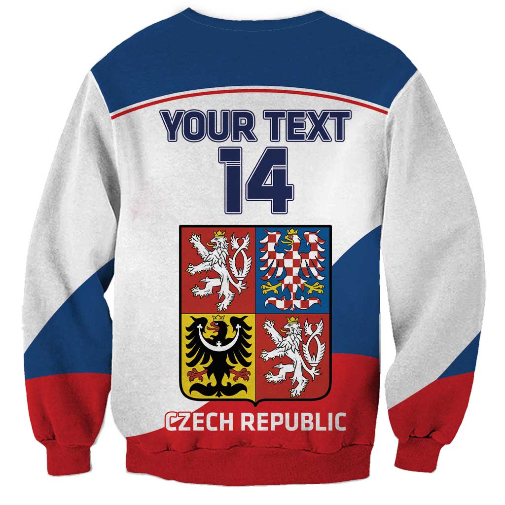 Unisex hockey sweatshirt in blue/gray with red sleeves, Czech crest and number 14