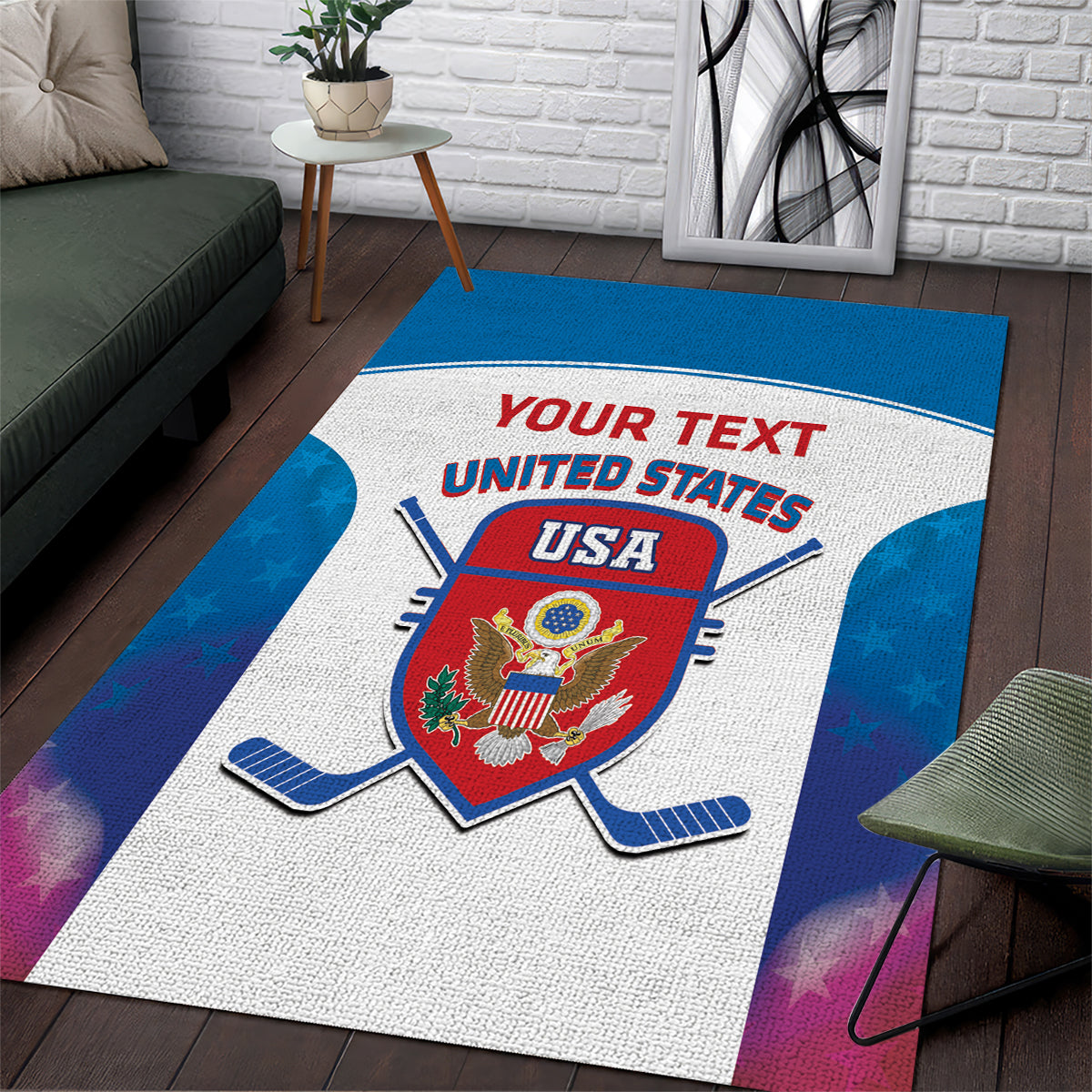 Custom United States Hockey Area Rug 2024 Go USA - Wonder Print Shop