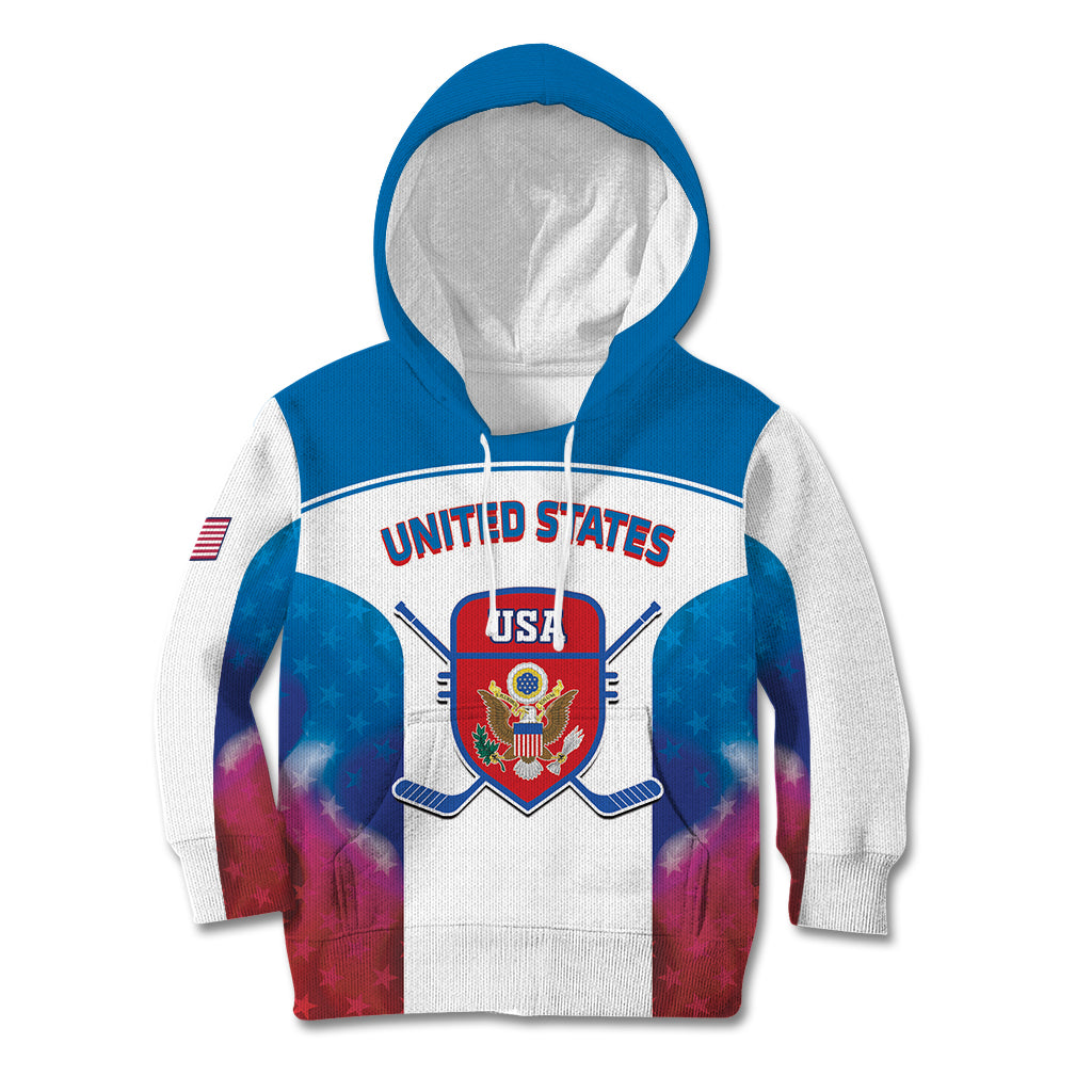 Custom United States Hockey Kid Hoodie 2024 Go USA - Wonder Print Shop