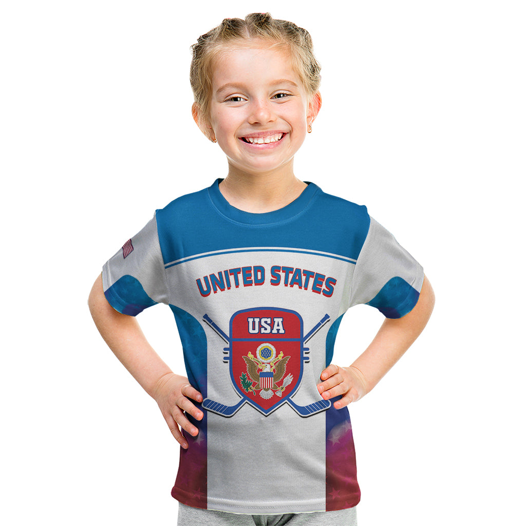 Custom United States Hockey Kid T Shirt 2024 Go USA - Wonder Print Shop