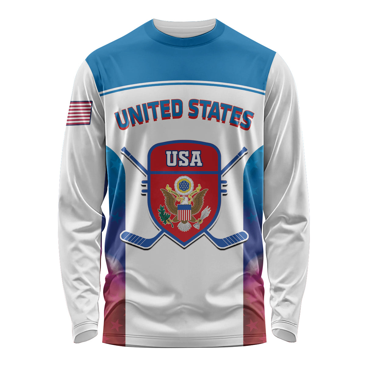 Custom United States Hockey Long Sleeve Shirt 2024 Go USA - Wonder Print Shop