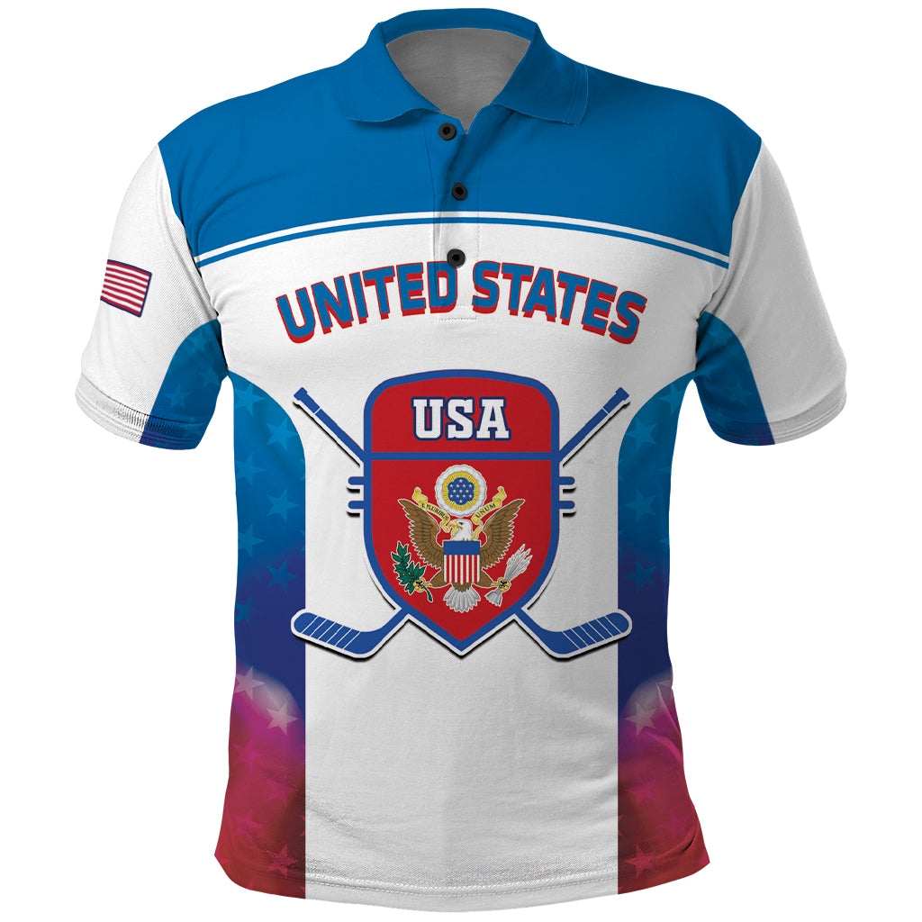 Custom United States Hockey Polo Shirt 2024 Go USA - Wonder Print Shop