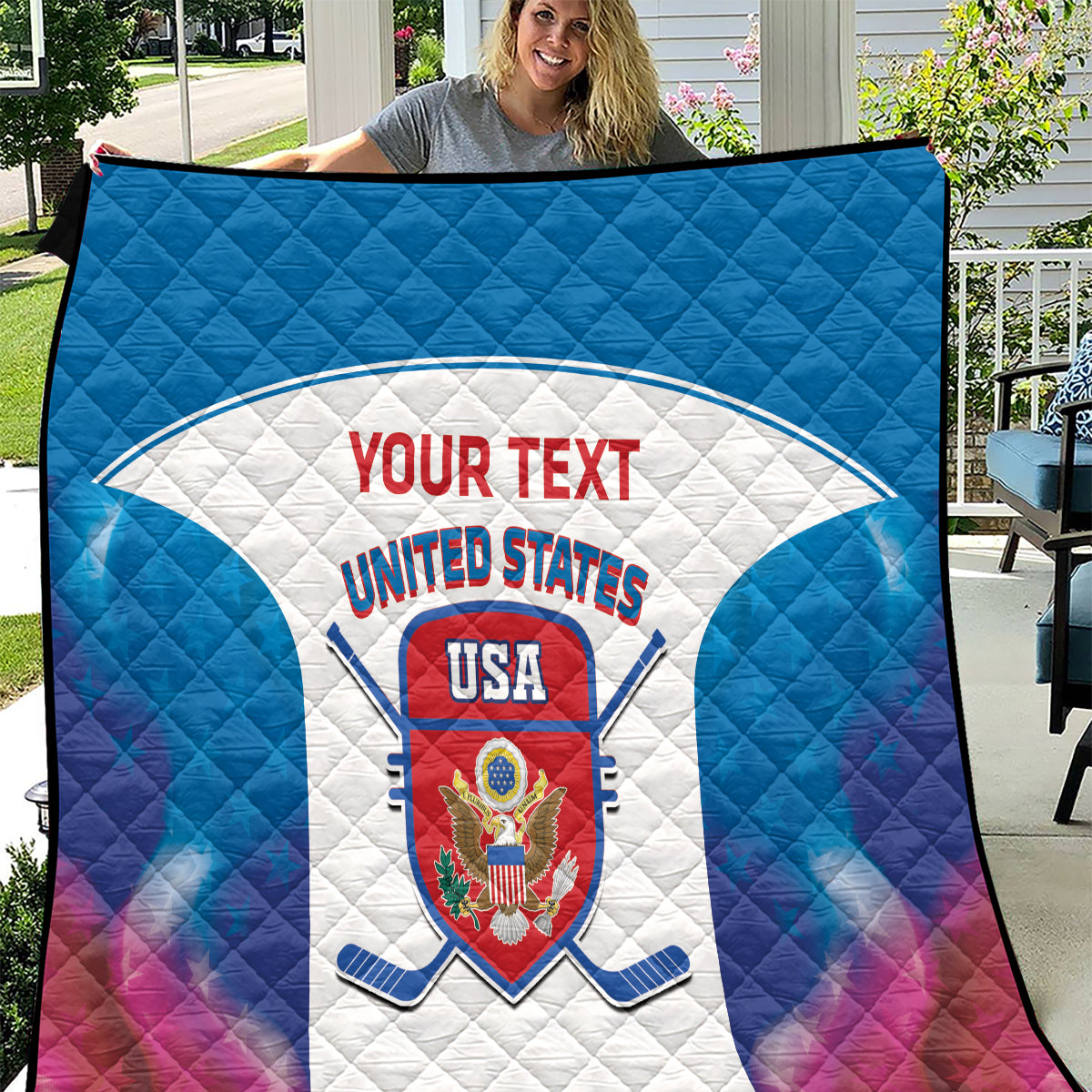 Custom United States Hockey Quilt 2024 Go USA