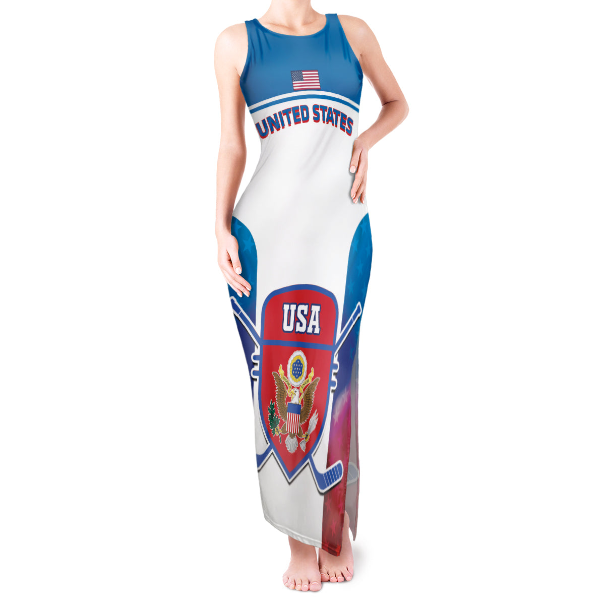 Custom United States Hockey Tank Maxi Dress 2024 Go USA