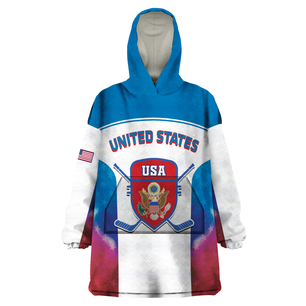 Custom United States Hockey Wearable Blanket Hoodie 2024 Go USA