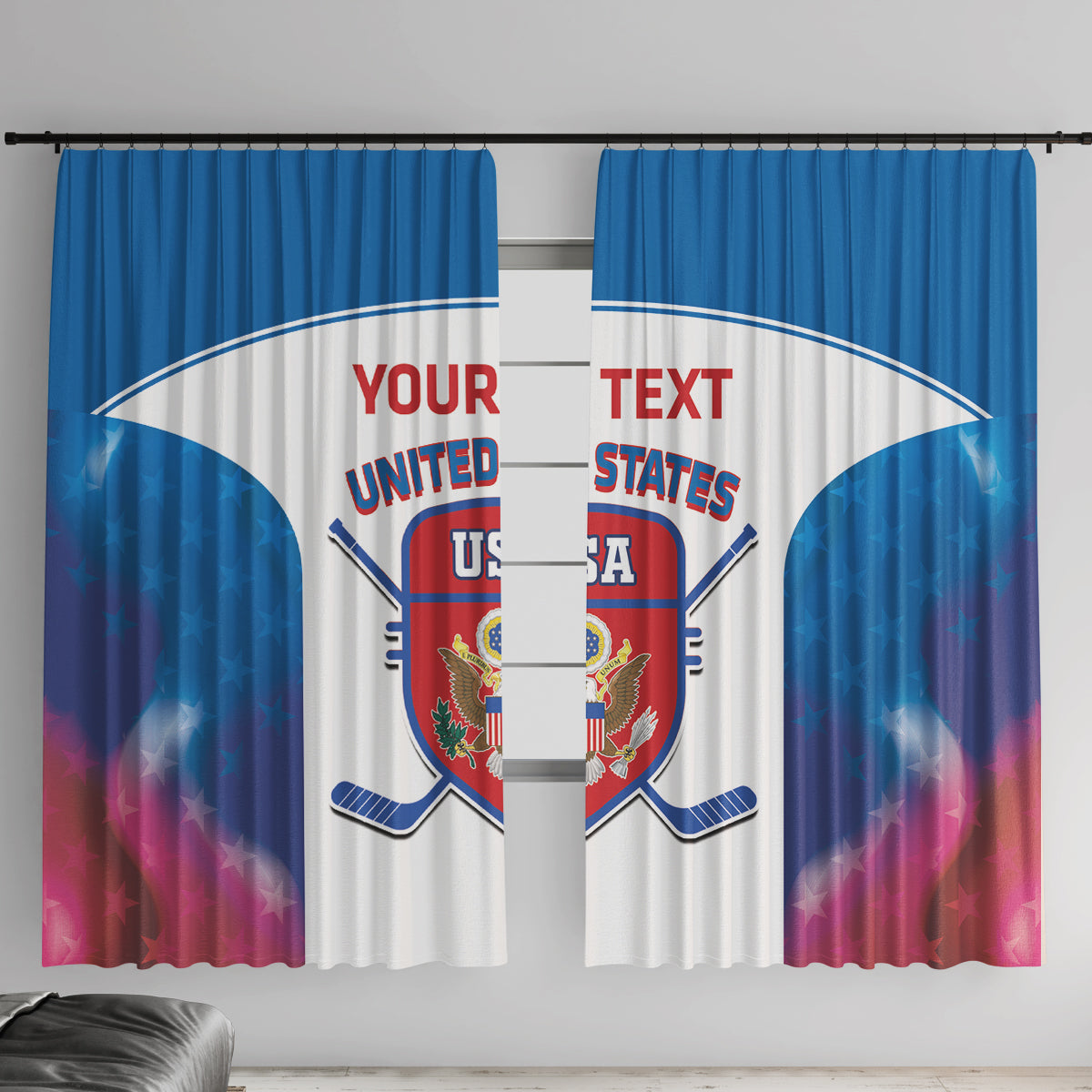 Custom United States Hockey Window Curtain 2024 Go USA