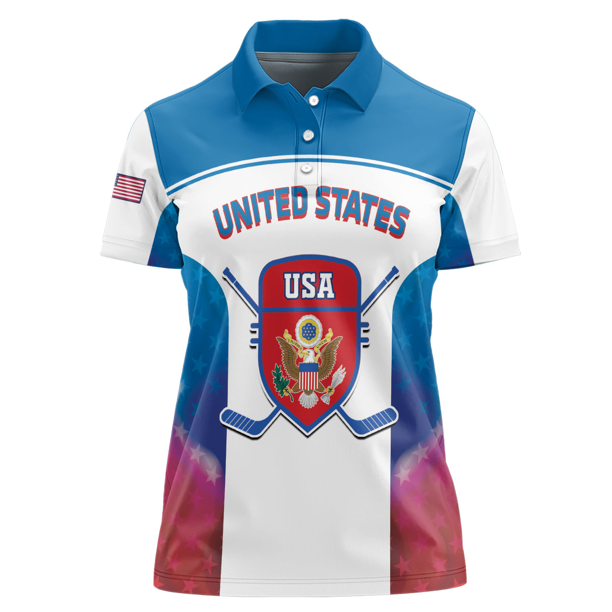 Custom United States Hockey Women Polo Shirt 2024 Go USA