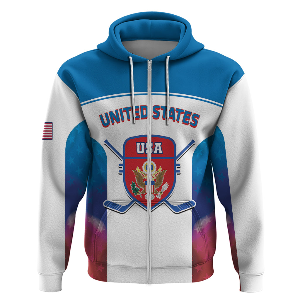 Custom United States Hockey Zip Hoodie 2024 Go USA