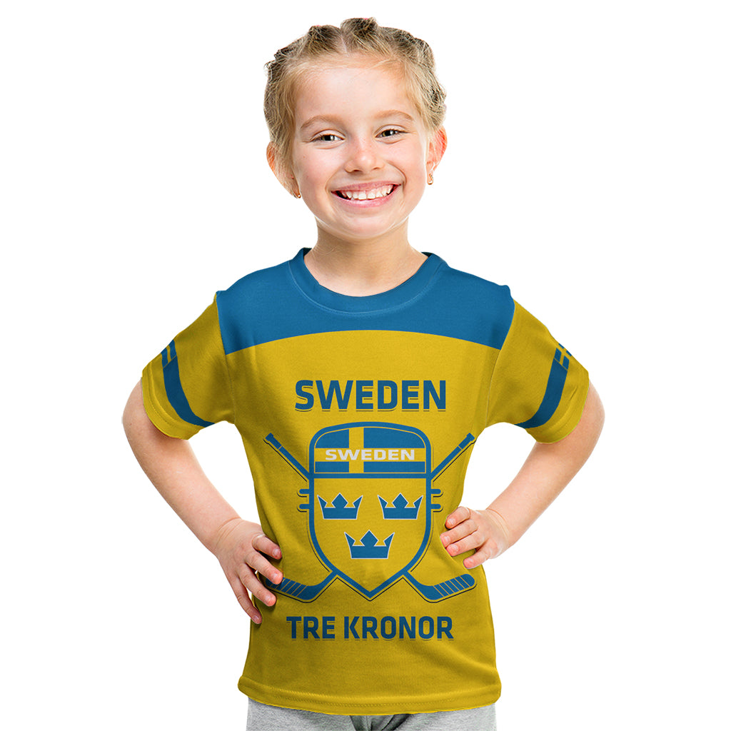 Custom Sweden Hockey Kid T Shirt 2024 Go Swedish - Wonder Print Shop